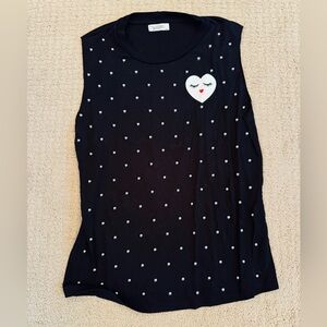 Michael Lauren Black Muscle  Top with Heart Design